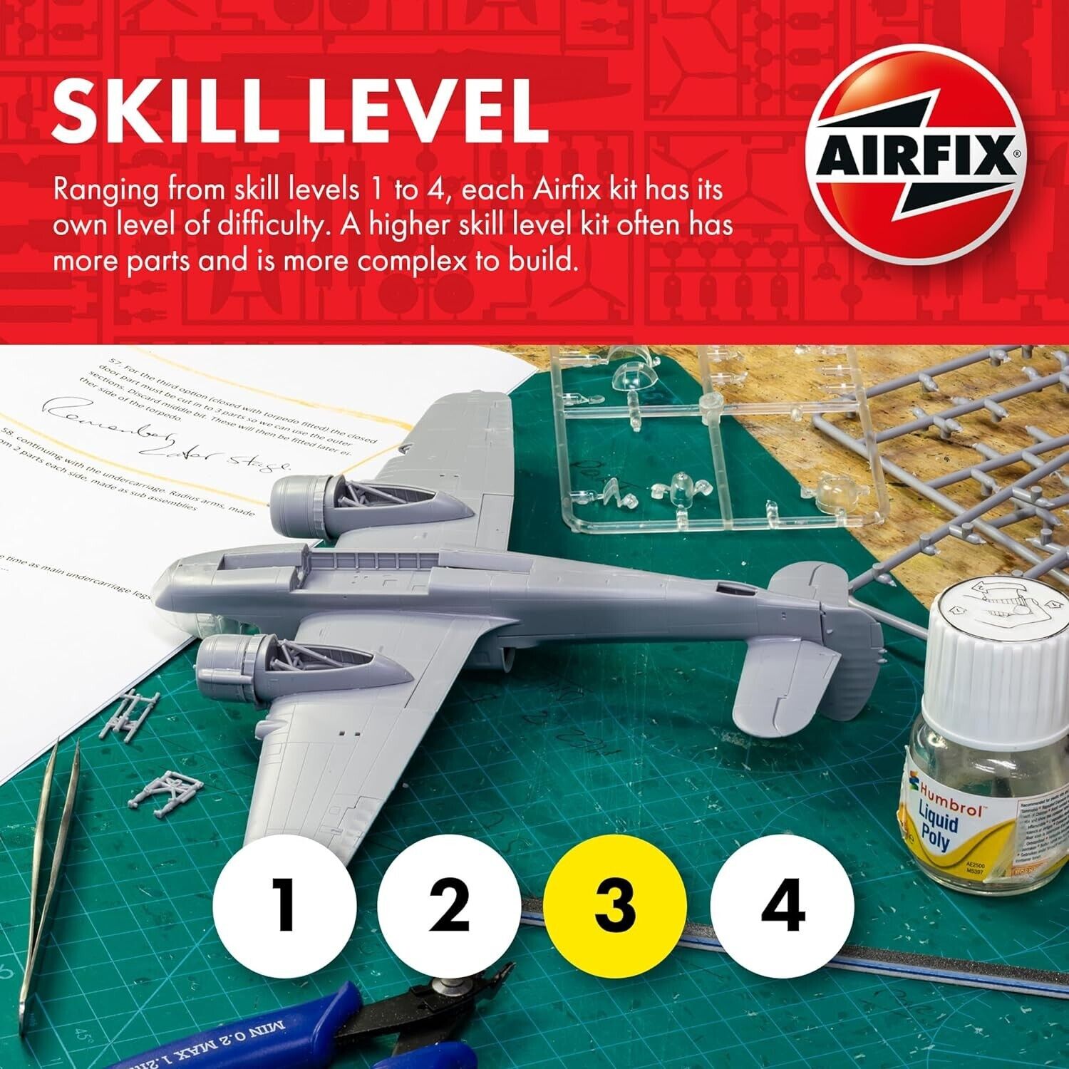 Airfix Model Set - A09010 Consolidated B-24H Liberator Model Building Kit - Plas