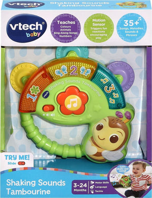 VTech Baby Shaking Sounds Tambourine, Sensory Toy with Lights, Music, Colours,