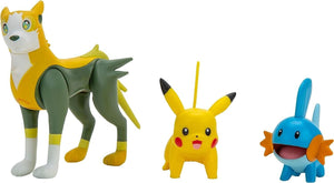 Pokemon PKW2676 3 Pack-Features 2 Mudkip, Pikachu & 3-Inch Boltund Battle Figure