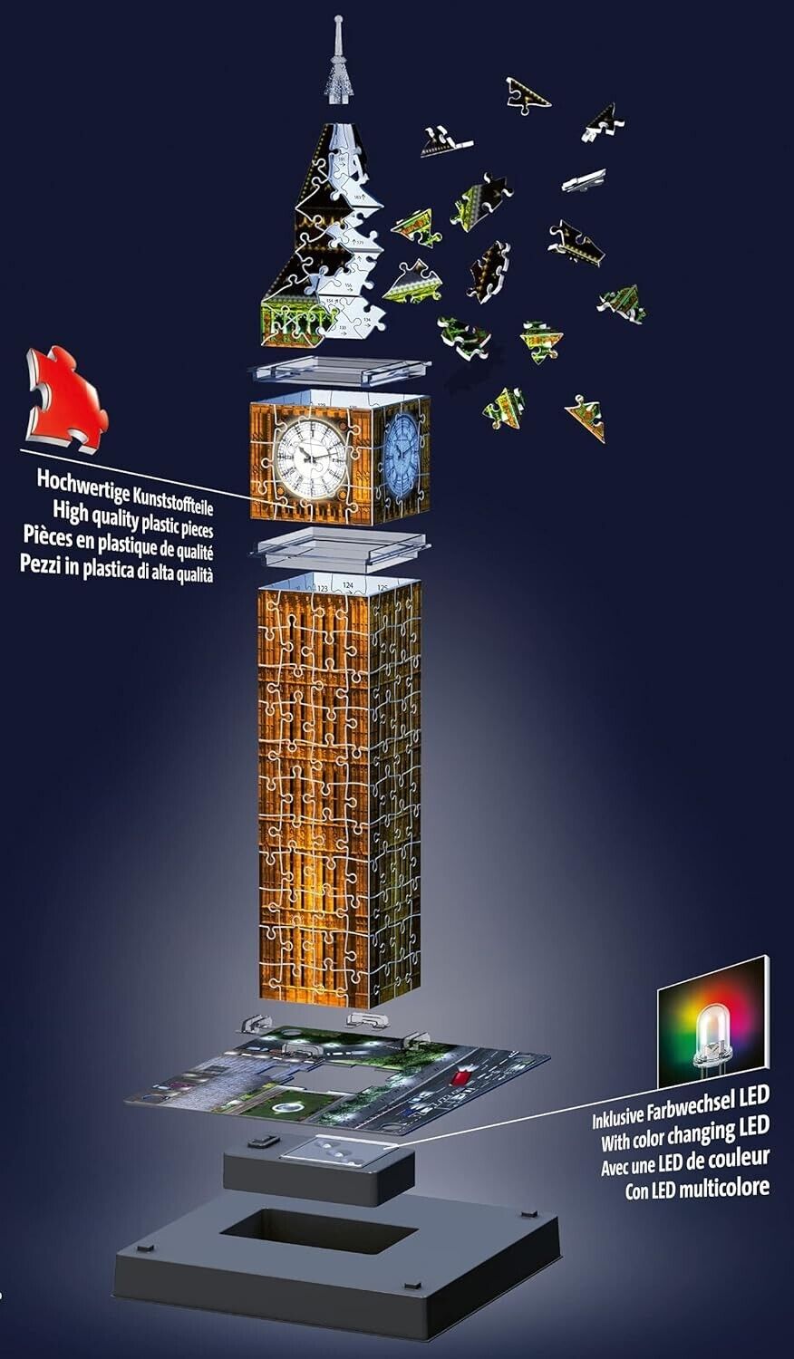Ravensburger Big Ben 3D Jigsaw Puzzle for Adults and Kids Age 8 Years Up - Night