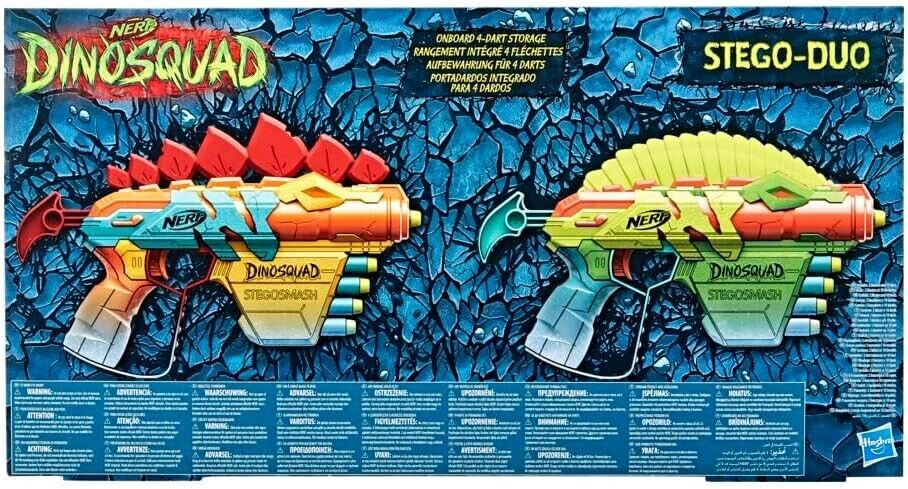 Nerf - DinoSquad Stego-Duo - 2 Toy Foam Nerf Blasters - 10 Nerf Elite 2.0 Darts