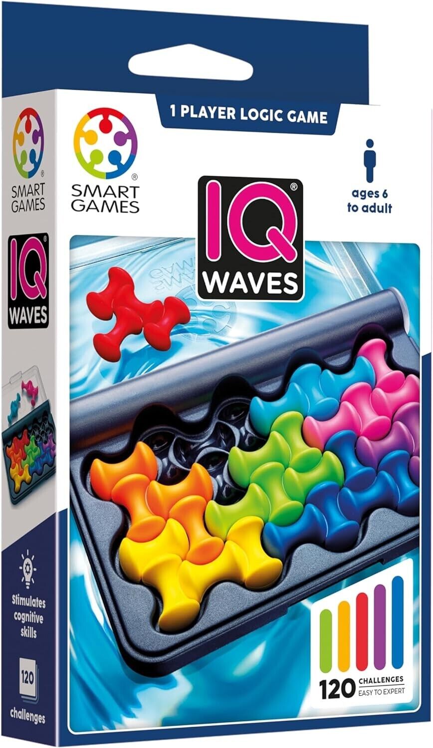 SmartGames - IQ Waves, Puzzle Game with 120 Challenges, Ages 6+