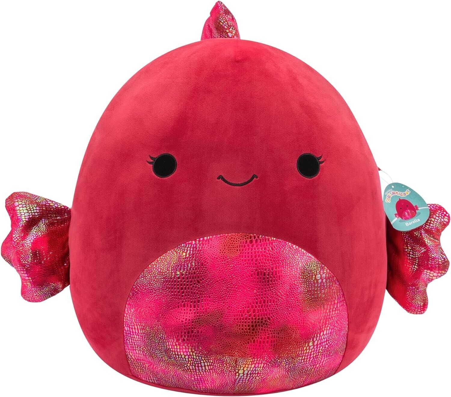 Squishmallows SQCR05481 16-Inch-Barella The Raspberry Beta Fish, Multicolour