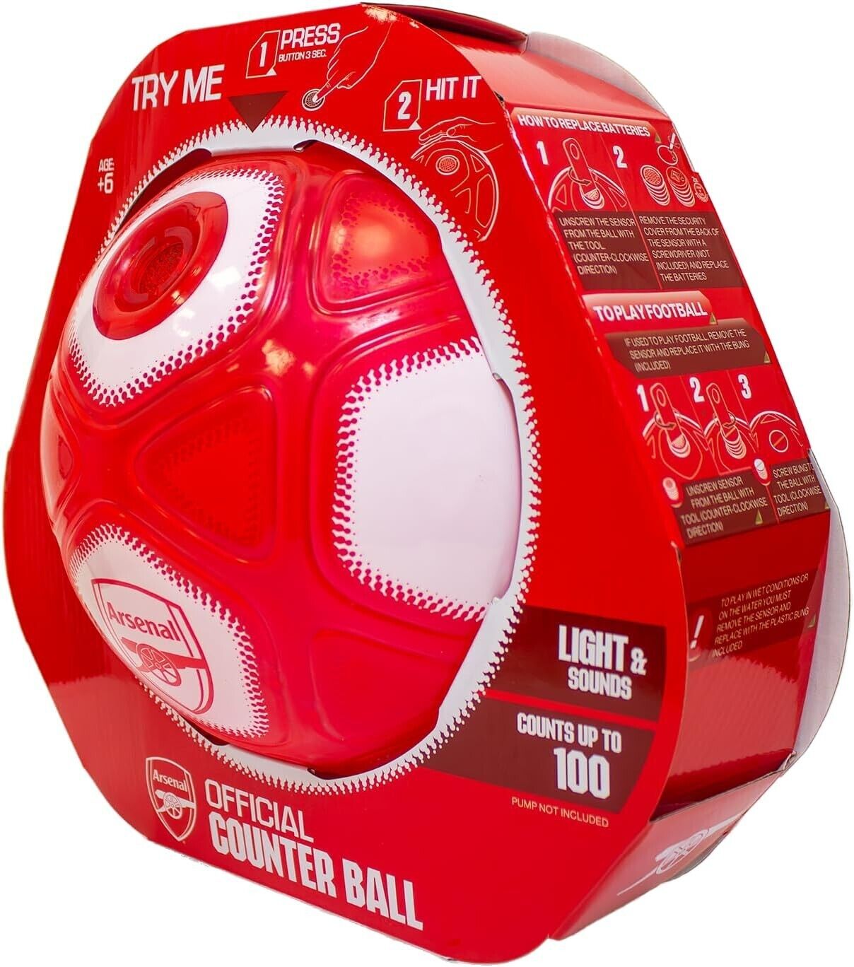 Smart Ball SBCB1A : SBCB1BNP-AFC Football, Red & White, One Size