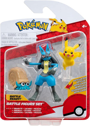 Pokémon PKW3054 3 Pack-Features 2 Omanyte, 3-Inch Battle Figures, Pikachu, Amoni