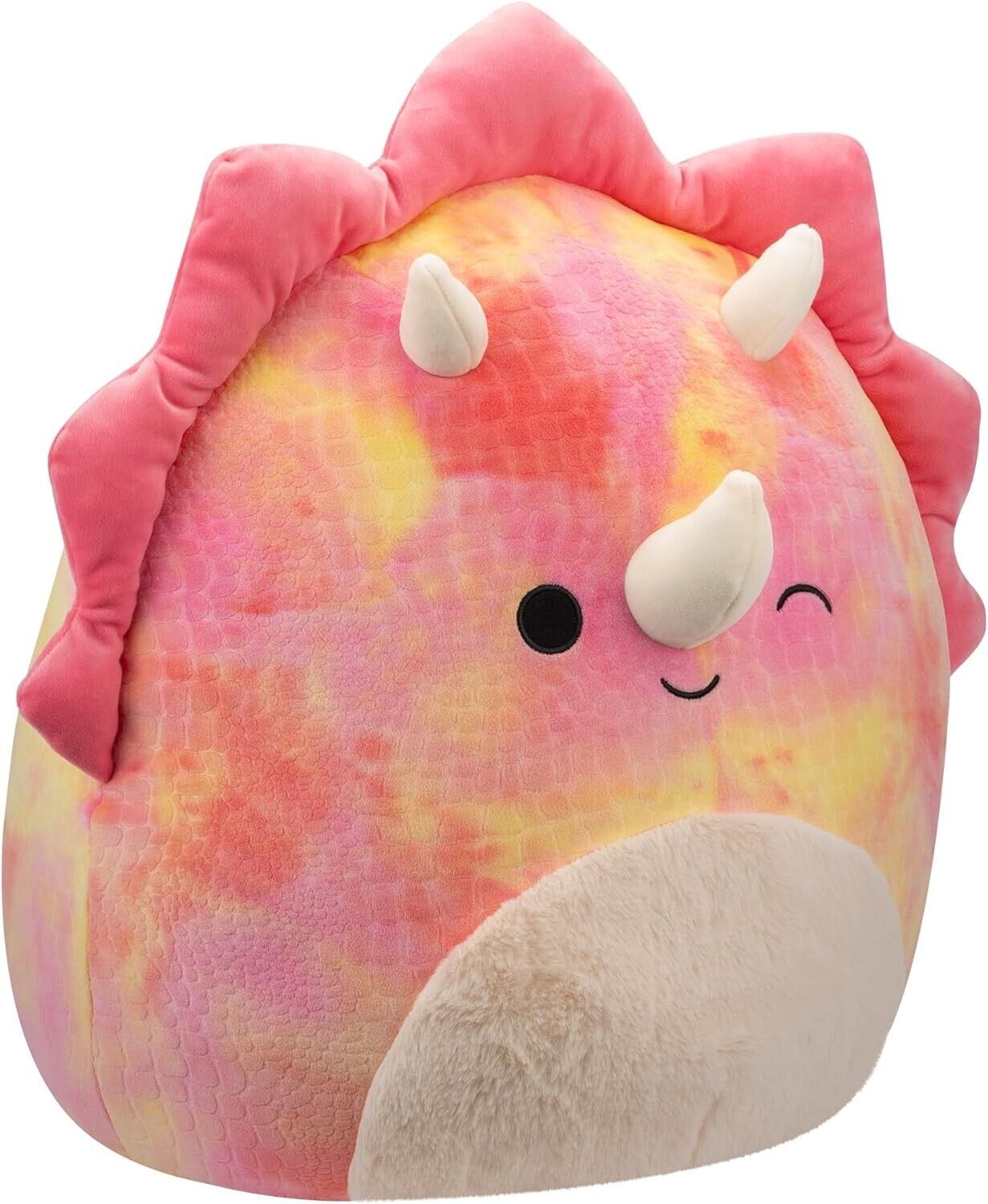 Squishmallows SQCR05478 16-Inch-Trinity The Winking Pink Tie-Dye Triceratops