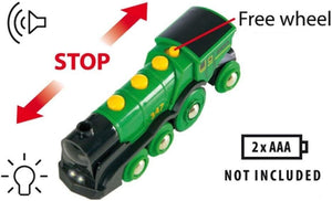 BRIO Big Green Locomotive Battery Powered Toy Train for Kids Age 3 Years Up - Ra