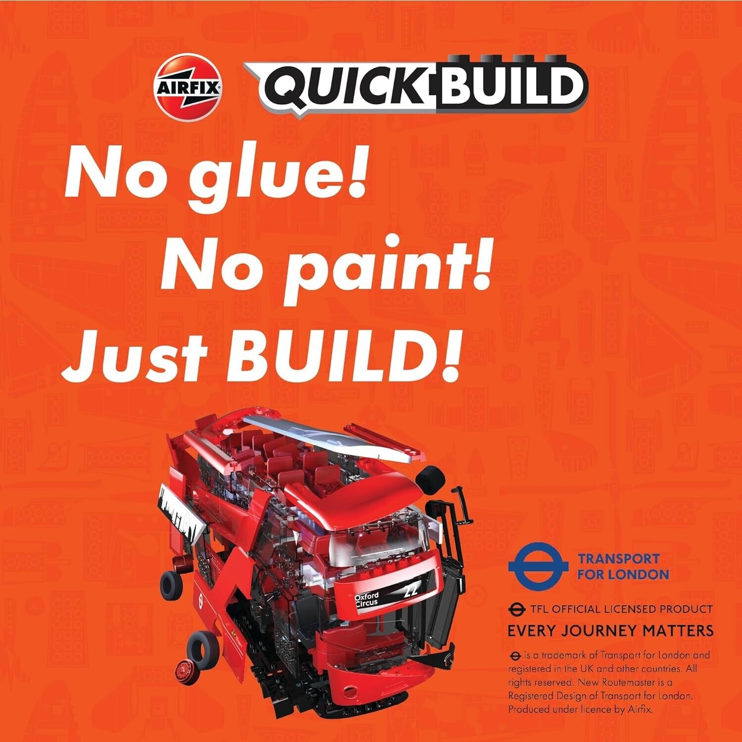Airfix QUICKBUILD Model Vehicle Kit - Routmaster Bus Building Kit for Kids 6+, C