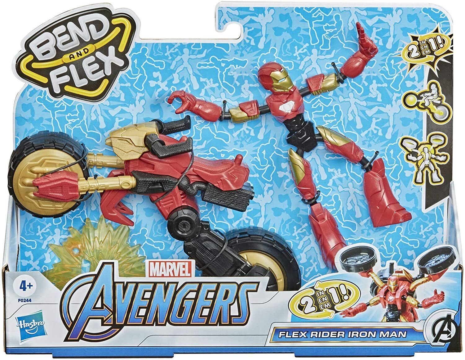 Marvel Avengers Bend and Flex Iron Man & Motorcycle - Brand New!