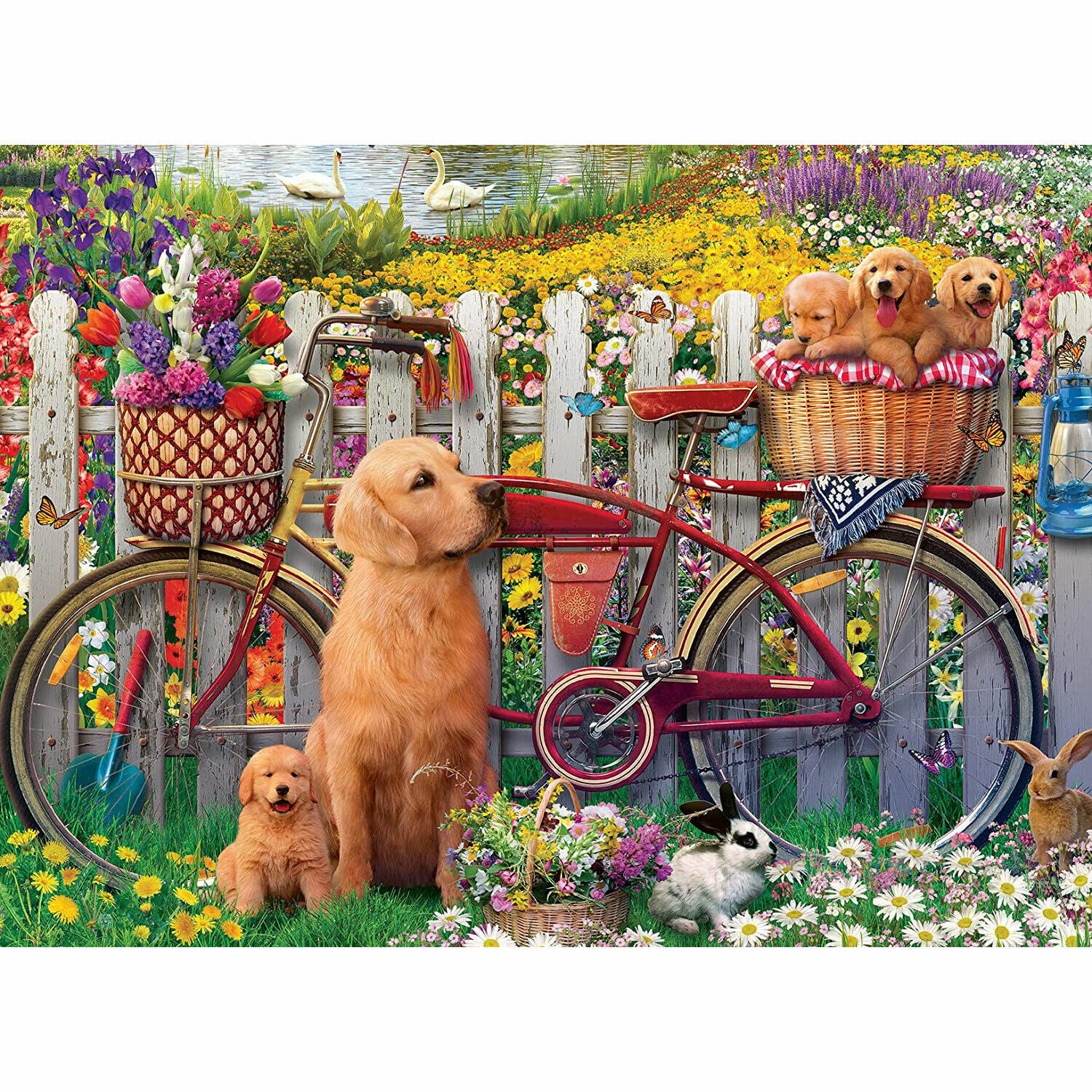 Ravensburger Cute Dogs in Garden 500pc Puzzle BRAND NEW