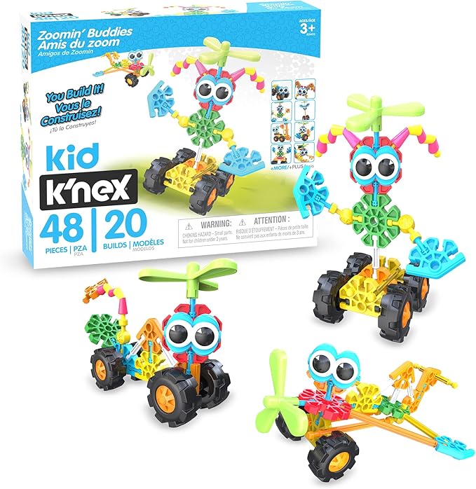 Kid K'NEX Zoomin' Buddies 20-Model Building Set – 48-Piece