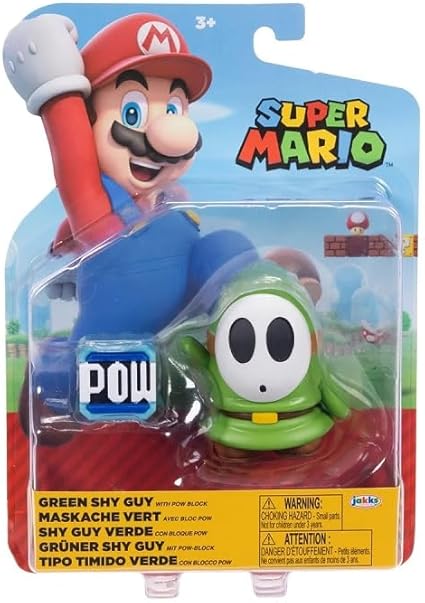 Nintendo - Super Mario Bros - 10cm Action Figure - Green Shy Guy Figures with Plow