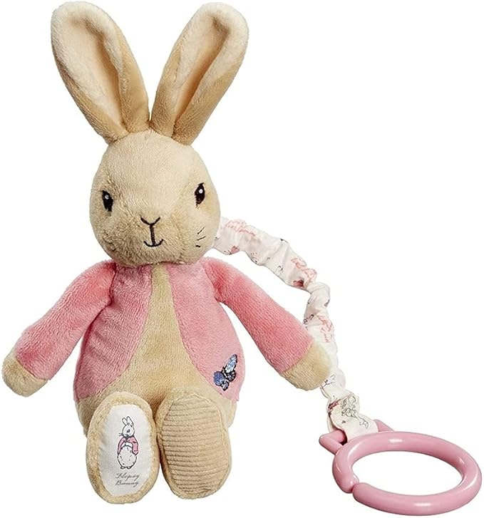 Rainbow Designs PO1452 Beatrix Potter Flopsy Jiggle Attachable Peter Rabbit Pram Toy,Pink