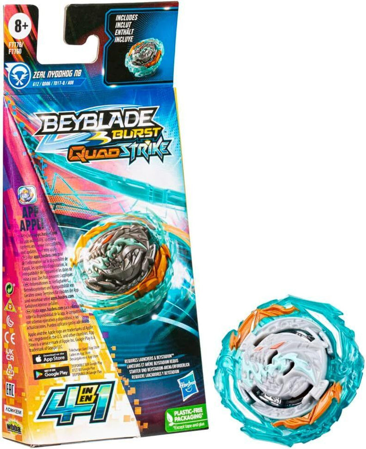 Beyblade Burst QuadStrike, Single Pack Zeal Nyddhog N8, Toy for Children from 8 Years
