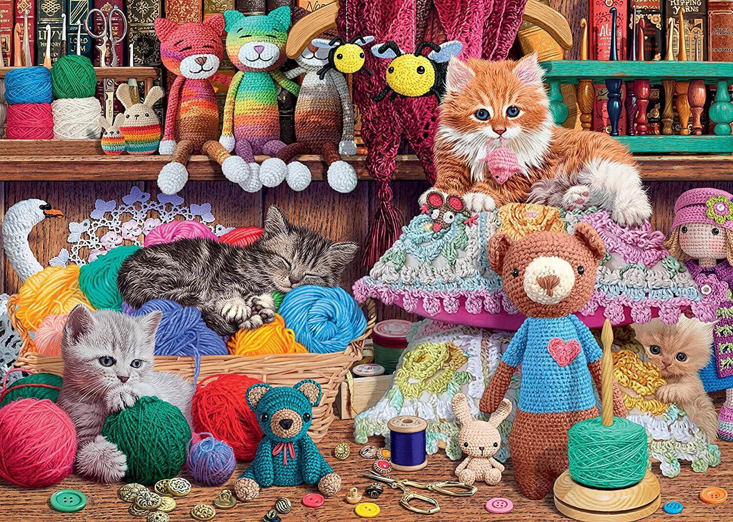 New Ravensburger Knitty Kitty 1000 Piece Puzzle - Fun for All Ages!