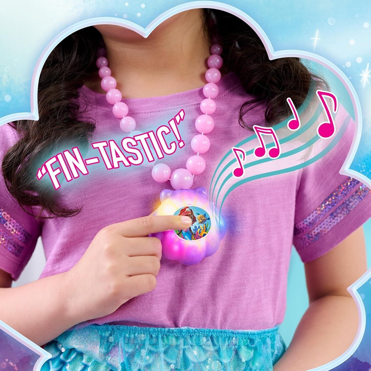 Disney junior Just Play 39909 Ariel Jr Ocean Glow Necklace, Multicolor