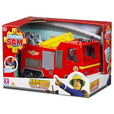 Jfireman Sam Jupiter the Fire Engine. Open the door and unwind the hose ready for action. Raise the crane arm with rescue platform to save the day
