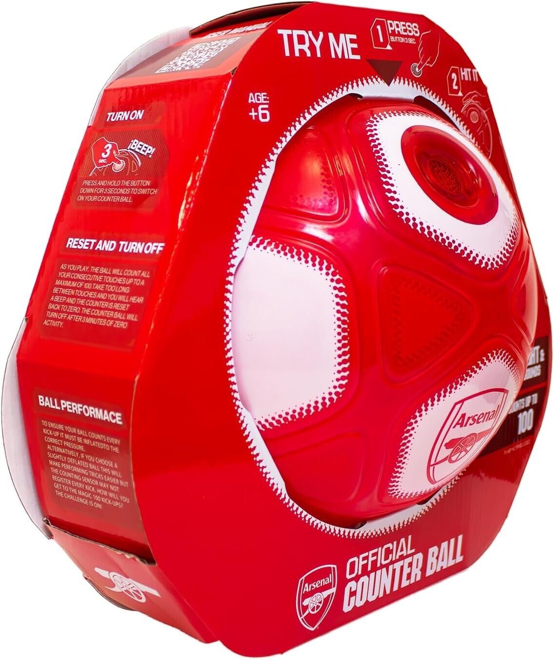 Smart Ball SBCB1A : SBCB1BNP-AFC Football, Red & White, One Size