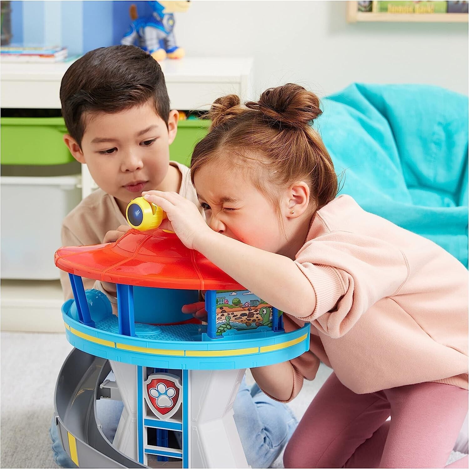 Paw Patrol Lookout Tower Playset with Toy Car Launcher, 2 Chase Action Figures,