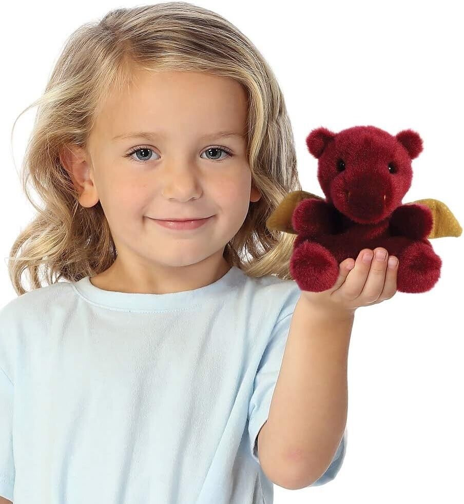 Aurora, 33535, Palm Pals Aidan Dragon, 5In, Soft Toy, Maroon