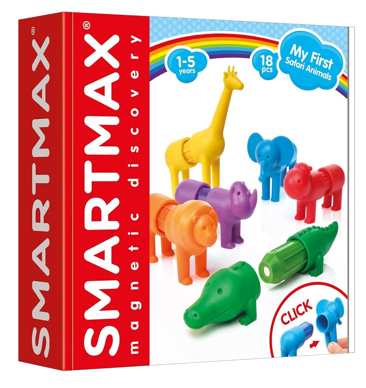 SMARTMAX - My First Safari Animals, Magnetic Discovery Play Set, 18 pieces, 1-5