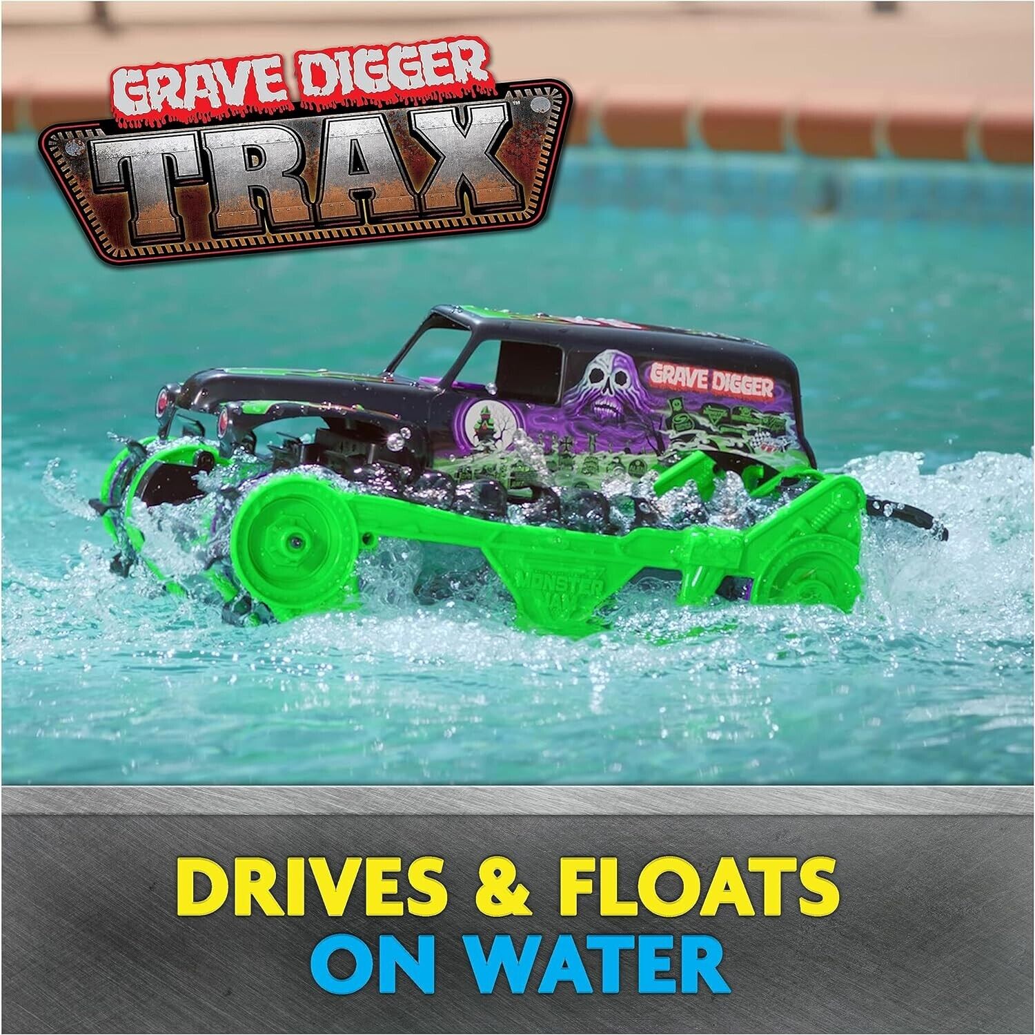Monster Jam, Official Grave Digger Trax All-Terrain Remote Control Outdoor Vehic
