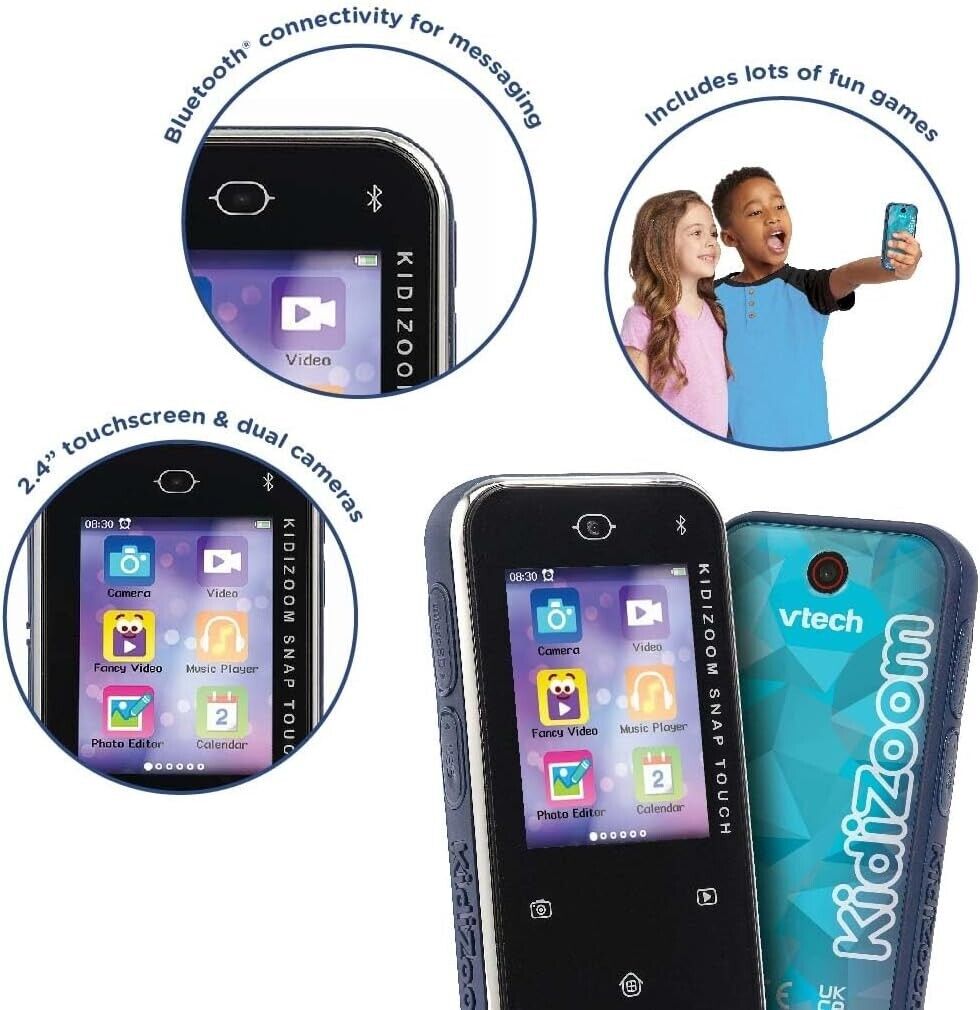 VTech KidiZoom Snap Touch Blue, Device for Kids with 5MP Camera, Games & Apps, T