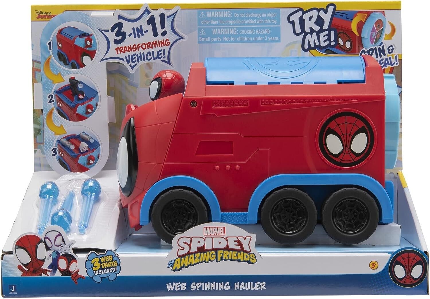 SPIDEY AND FRIENDS SNF0081 Web Spinning HAULER-8-Inch 3-in-1 Transforming