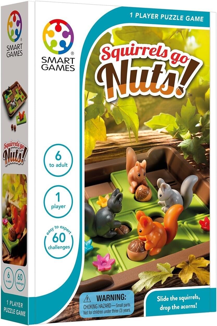 Smart Games - Squirrels Go Nuts, Puzzle Game with 60 Challenges, 6+ Years
