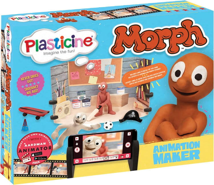 Plasticine Morph Animation Kit – Create Your Own Morph & Chas Stop Motion Films, Includes Tabletop Set, Scene Props, Modelling Clay, and Free Aardman Animator App for Ages 5+
