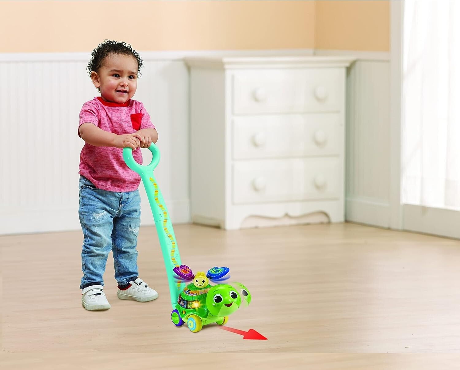 VTech 2-in-1 Push & Discover Turtle, Baby Walker with Sounds, Music and Phrases,