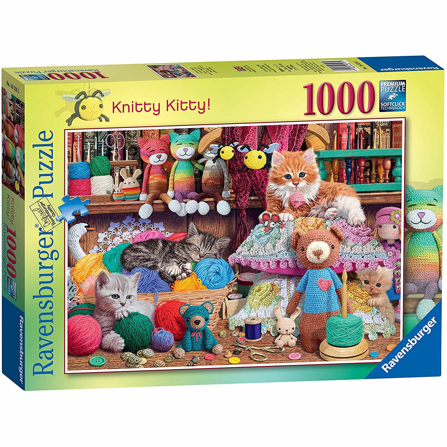 New Ravensburger Knitty Kitty 1000 Piece Puzzle - Fun for All Ages!