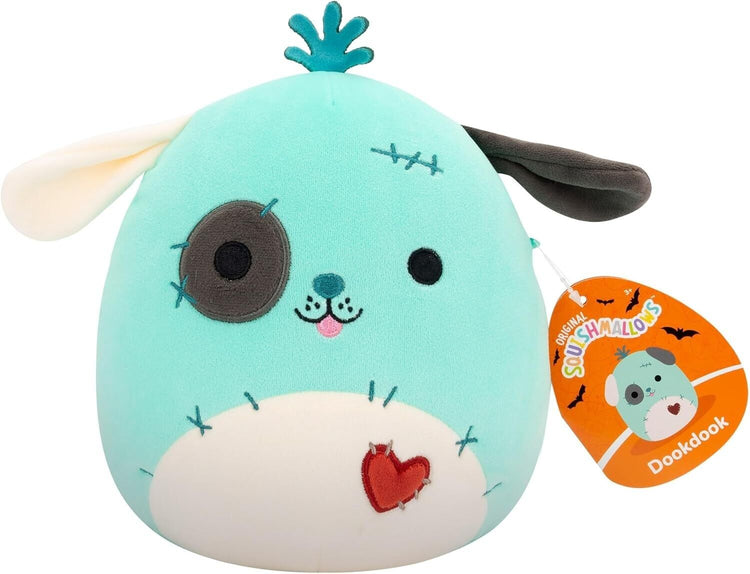 Squishmallows Original 7.5-Inch Halloween Dookdook the Teal Patchwork Dog