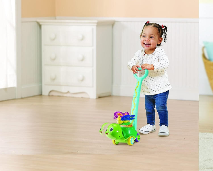 VTech 2-in-1 Push & Discover Turtle, Baby Walker with Sounds, Music and Phrases,