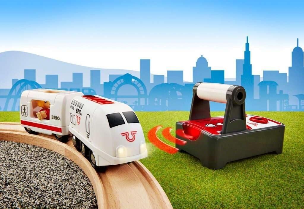 BRIO World Remote Control Travel Train Toy for Kids Age 3 Years Up - Wooden Rail