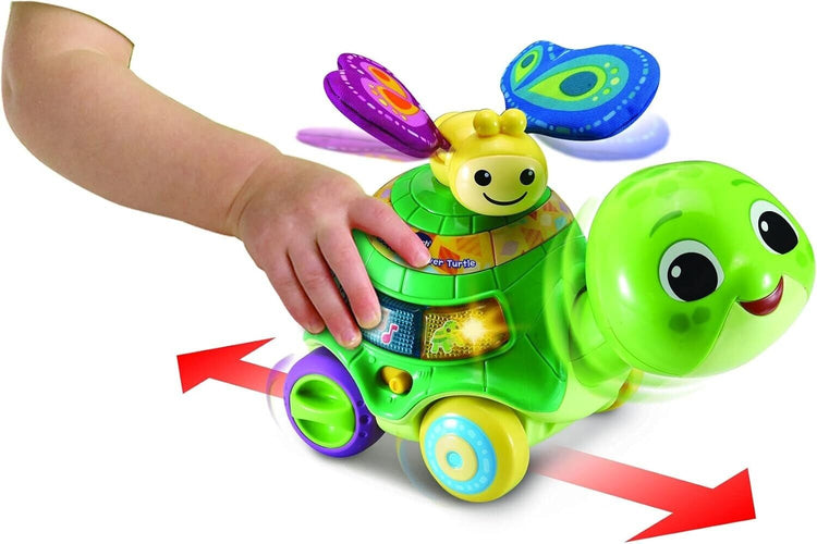 VTech 2-in-1 Push & Discover Turtle, Baby Walker with Sounds, Music and Phrases,