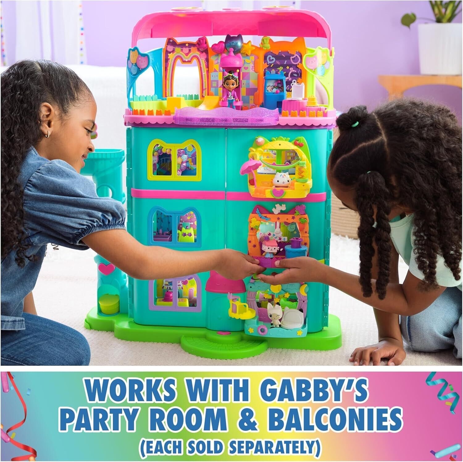 Gabby's Dollhouse, 15-Piece Rainbow-Themed, Celebration Doll’s House, Toy Figure