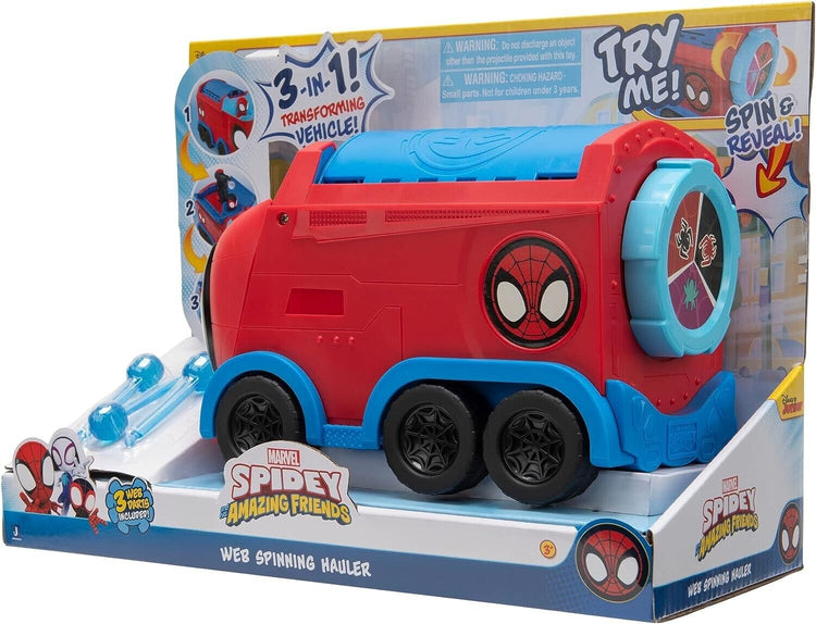 SPIDEY AND FRIENDS SNF0081 Web Spinning HAULER-8-Inch 3-in-1 Transforming
