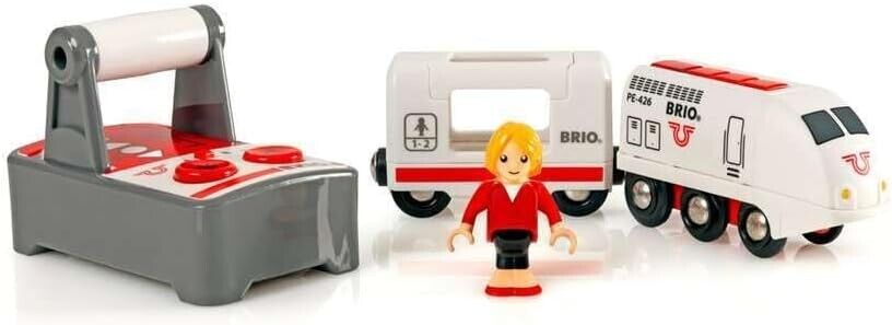 BRIO World Remote Control Travel Train Toy for Kids Age 3 Years Up - Wooden Rail
