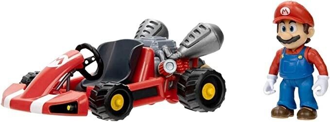 New Official Super Mario Bros Movie Kart Racer & Action Figure - Mario
