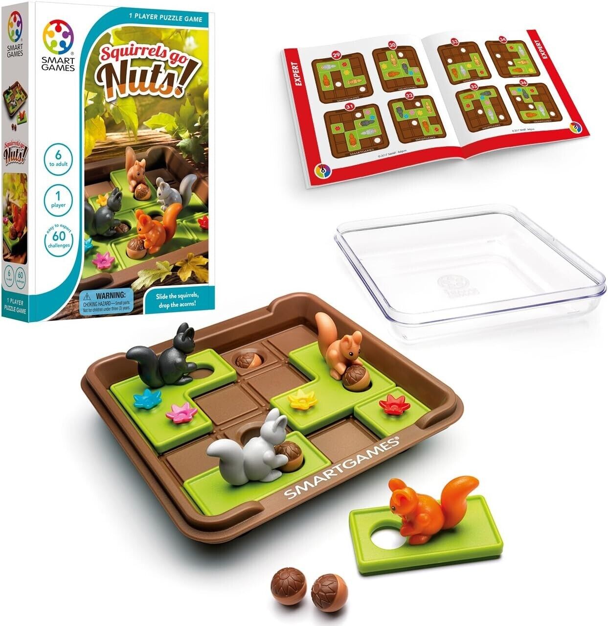 Smart Games - Squirrels Go Nuts, Puzzle Game with 60 Challenges, 6+ Years
