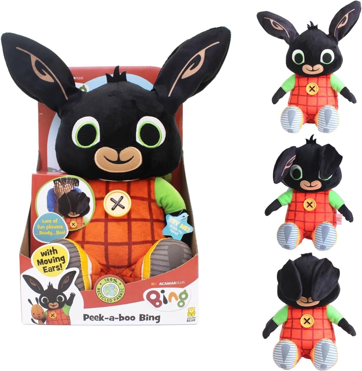 Bing, Peek-A-Boo, Talking Teddy Bear. Cute, Interactive Rabbit, Sensory Toy