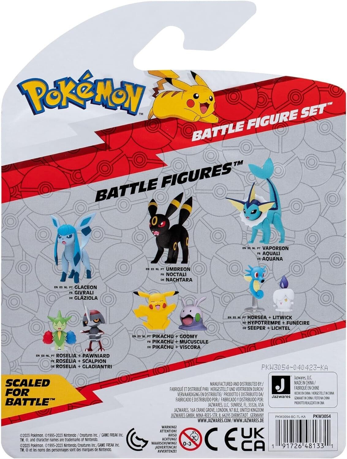 Pokémon PKW3054 3 Pack-Features 2 Omanyte, 3-Inch Battle Figures, Pikachu, Amoni