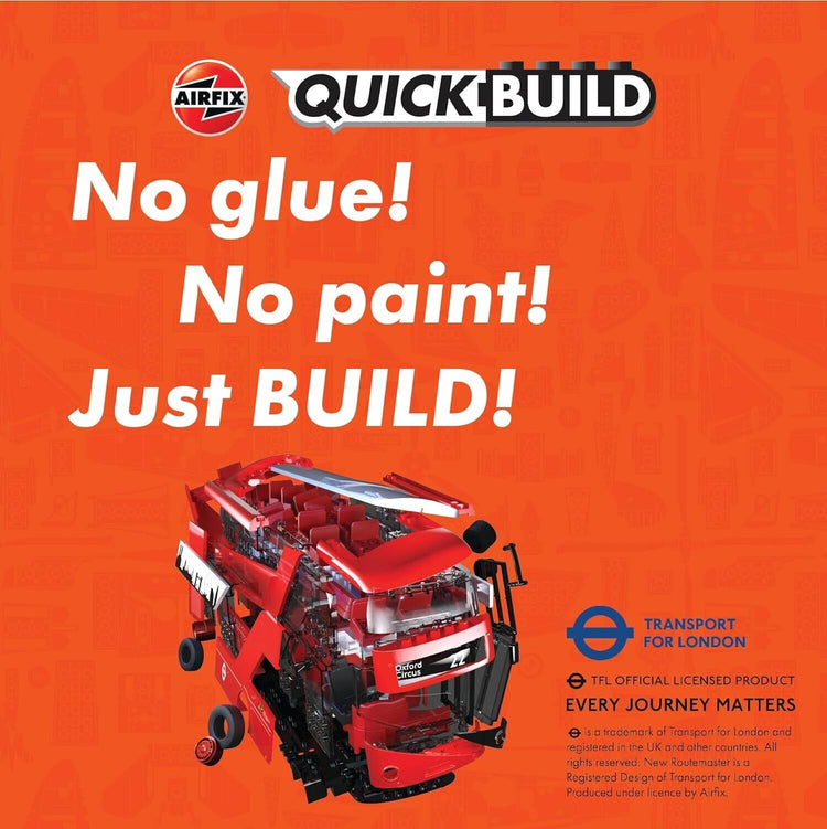 Airfix QUICKBUILD Model Vehicle Kit - Routmaster Bus Building Kit for Kids 6+, C