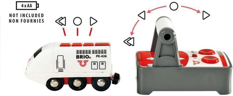 BRIO World Remote Control Travel Train Toy for Kids Age 3 Years Up - Wooden Rail