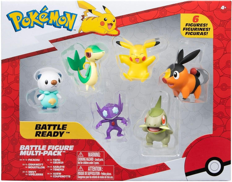 Pokémon BATTLE FIGURE 6 PACK 2" Pikachu Axew Snivy Tepig Oshawot Sableye New Toy