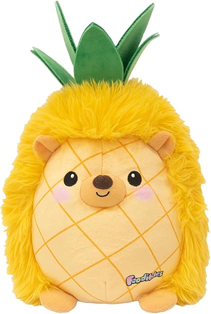 FOODIBLES Pineapple Hedgehog soft cuddly plush toy, this stuffed animal toy is a 20cm tall teddy bear, Yellow