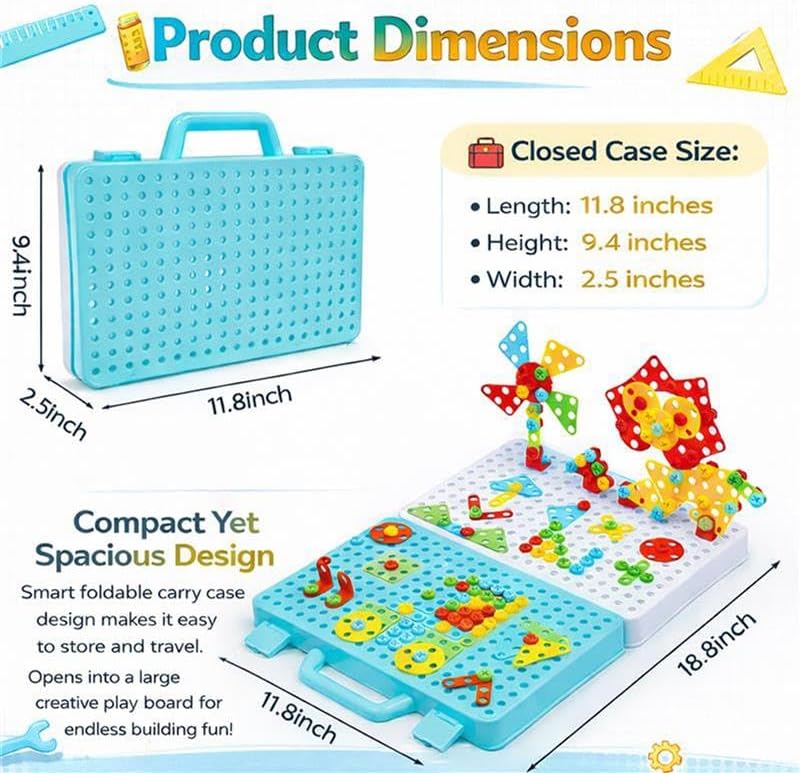 TOY LAB 3D Take Apart Toy for 3 4 5 6 Years Old Boys Girls Gifts – Creative Construction Toys Kit – Puzzles Assembly DIY Play Set with Storage Box