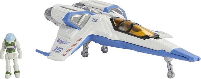 Disney Pixar Lightyear Hyperspeed Series XL-15 Spaceship & Buzz Lightyear Figure, 6 Inch Long Vehicle & 1.25 Inch Figure, Toy 4 Years & Up, HHJ95