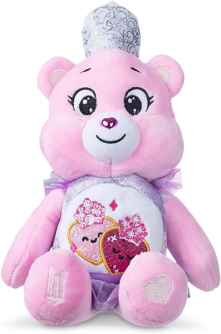 Basic Fun Care Bears x Wicked 22cm Plush – Love-a-Lot Bear as Glinda – Collectible Soft Toy from the Care Bears x Wicked Collaboration, Pink